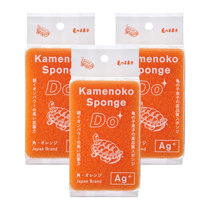 Japanese KAMENOKO TAWASHI Sponge Do Square Type Set of 3pcs Orange Polyurethane_1