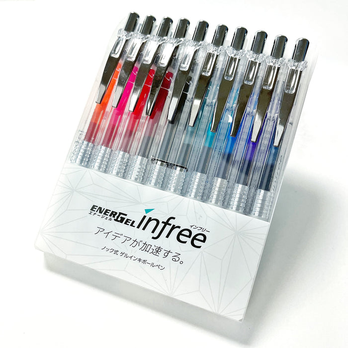 Pentel Gel Ink Ballpoint Pen Energel Infree 0.7mm 10 color BL77TL-10 PlasticCase_4