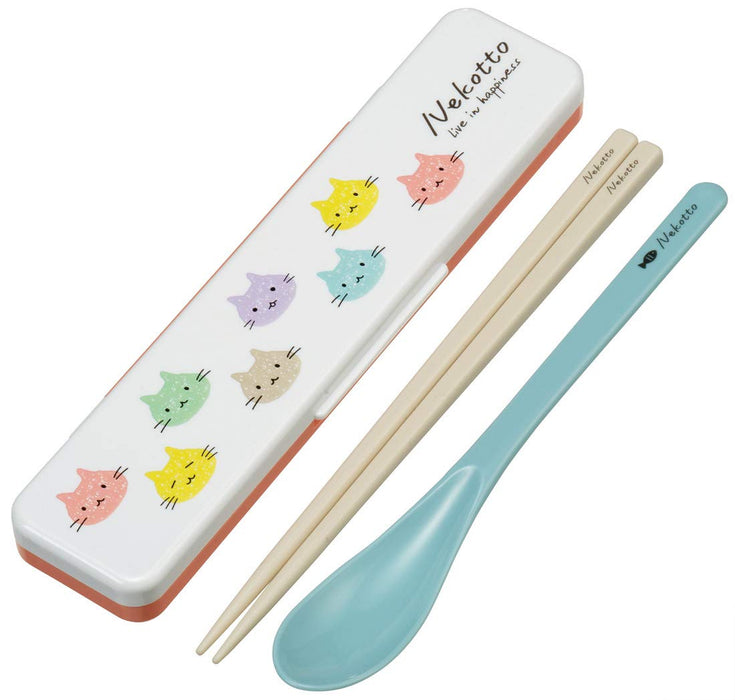 Chopsticks & Spoon set Silver Ion Ag+ antibacterial Cat Made in Japan CCS3SAAG_1