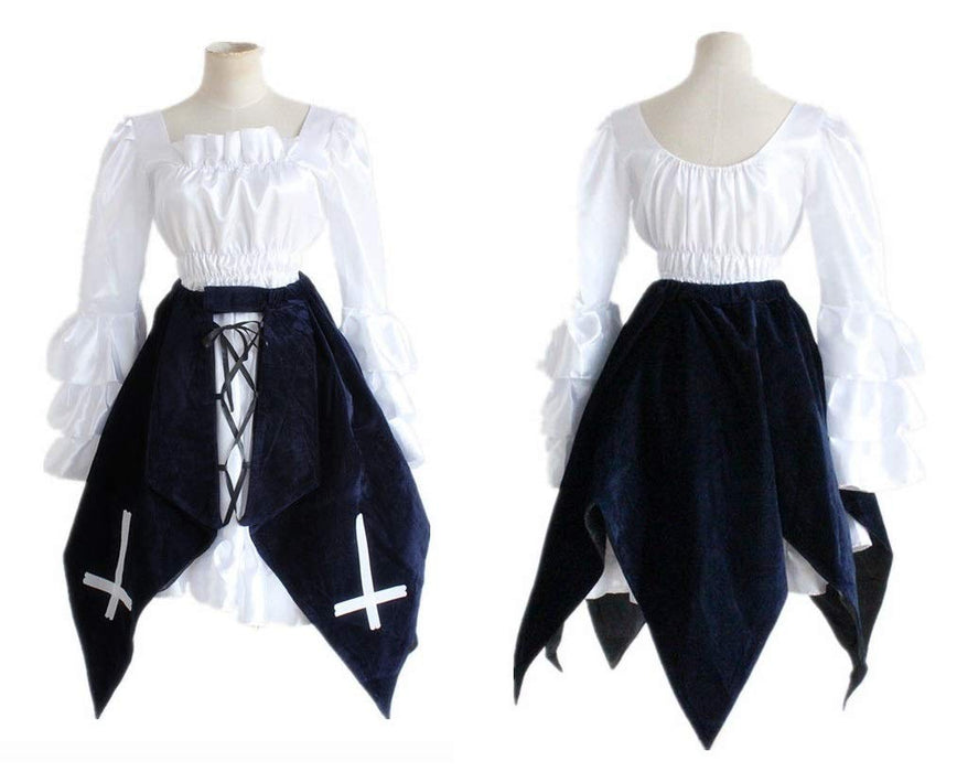 Rose Girl Anime Cosplay Costume Set Mercury Lolita Costume Pannier 9-piece NEW_4