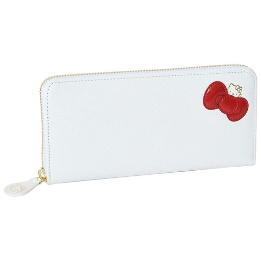 Hello Kitty Long Wallet Round Zipper Ribbon Women's Cowhide Leather 12160 NEW_1