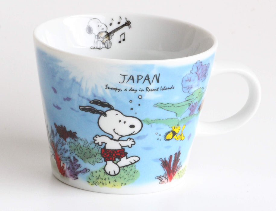 Shimizu Mug Snoopy PEANUTS World Travel OKINAWA JAPAN 340ml Microwave Safe NEW_1