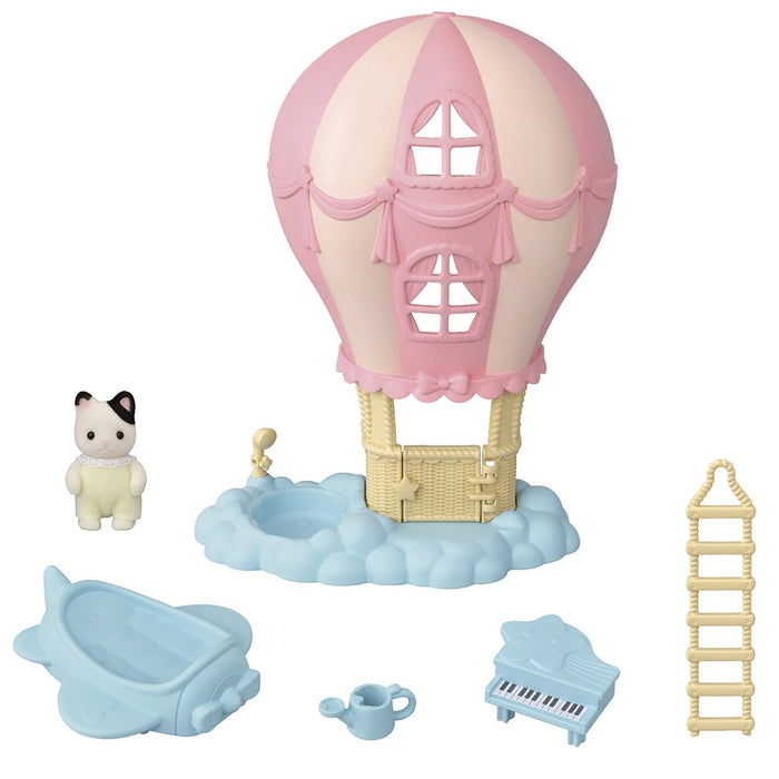 EPOCH Sylvanian Families Fluffy Balloon Room & Charcoal Cat Doll Set KO-71 NEW_3