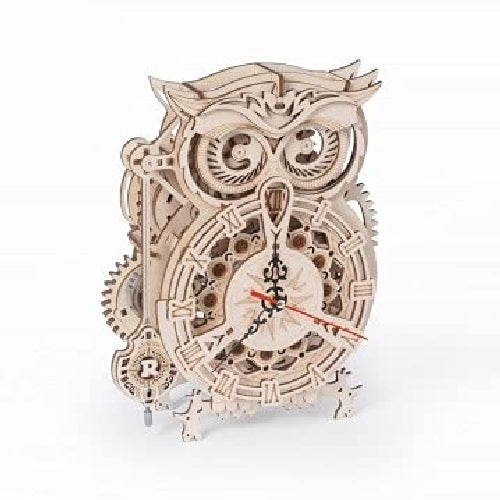 Robotime 3D Wooden Puzzle Owl Clock Beige LK503 Japanese Edition with Manual NEW_1