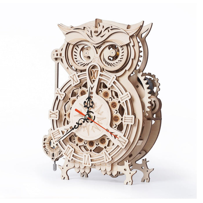 Robotime 3D Wooden Puzzle Owl Clock Beige LK503 Japanese Edition with Manual NEW_3