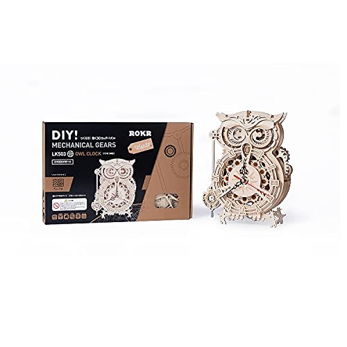 Robotime 3D Wooden Puzzle Owl Clock Beige LK503 Japanese Edition with Manual NEW_7