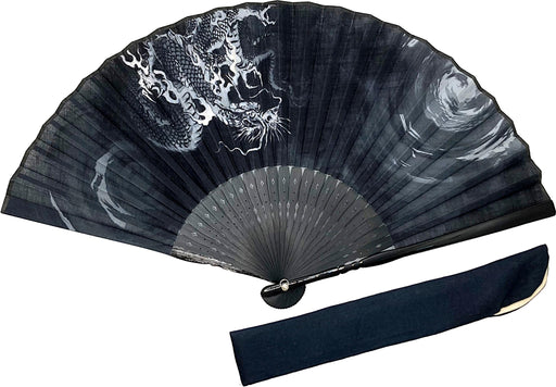 Hana Kanzashi Dragon Sensu Handy Fan Men's 23cm High Quality Cotton 1299c NEW_1