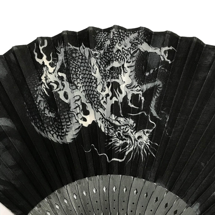 Hana Kanzashi Dragon Sensu Handy Fan Men's 23cm High Quality Cotton 1299c NEW_5