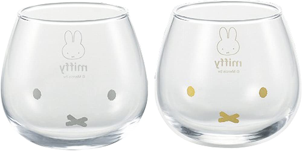 Miffy KN401750 Swaying Pair Glass Tumbler Glass Cup 320ml KN40150 Gold & Silver_1