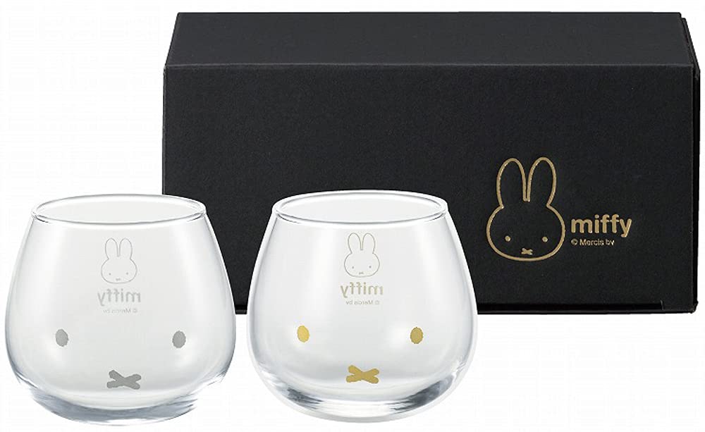 Miffy KN401750 Swaying Pair Glass Tumbler Glass Cup 320ml KN40150 Gold & Silver_2