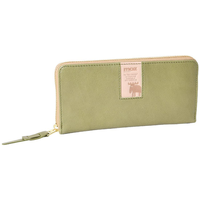 moz 86092 Genuine Leather Wallet Round Zipper Thin Sweden Elk Women 50107_green_1