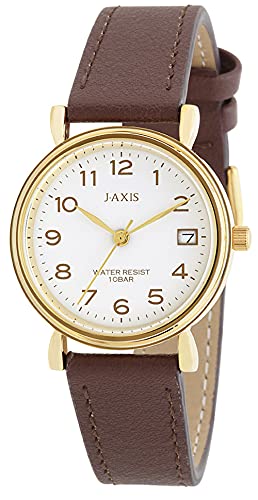 Sun Flame J-Axis Watch BL1218 BL1218-BR Brown Faux Leather Band Date Indicator_1