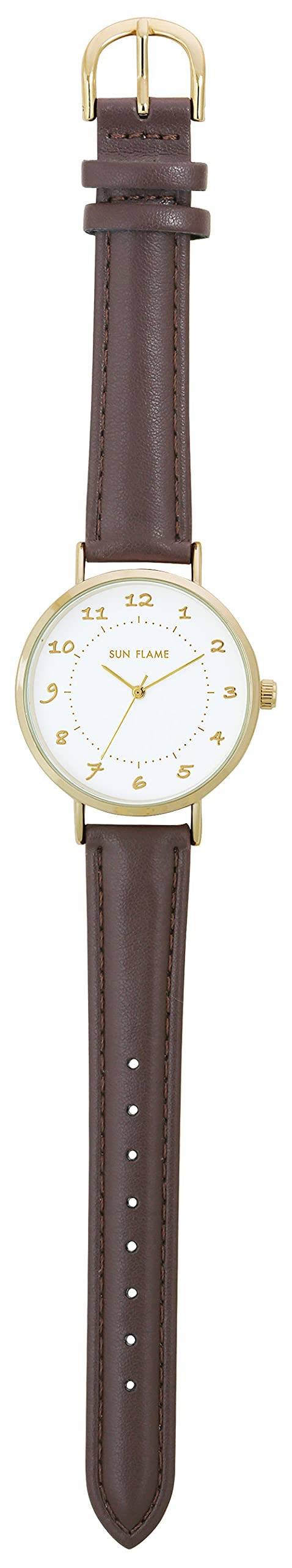 SUN FLAME Watch MJG-B26 MJG-B26-BK Black Faux Leather Band Alloy Steel Case NEW_2