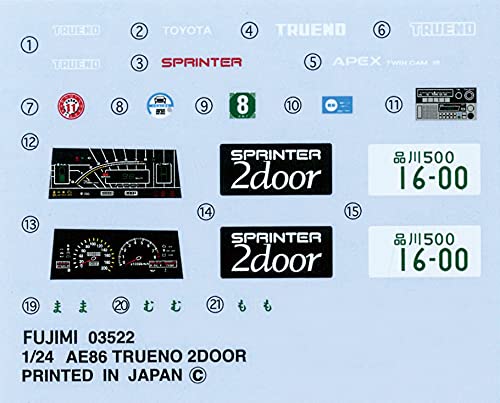 FUJIMI 1/24 INCH UP SERIES No.183 TOYOTA SPRINTER TRUENO AE86 APEX kit ID183 NEW_2