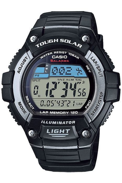 Casio Collection W-S220-1AJH Men's Black Resin Band Alarm LED Light Solar Power_1