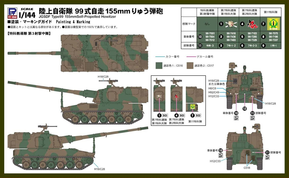 PIT-ROAD 1/144 SGK Series JGSDF Type99 155mm Self-Propelled Howitzer Kit SGK04_4