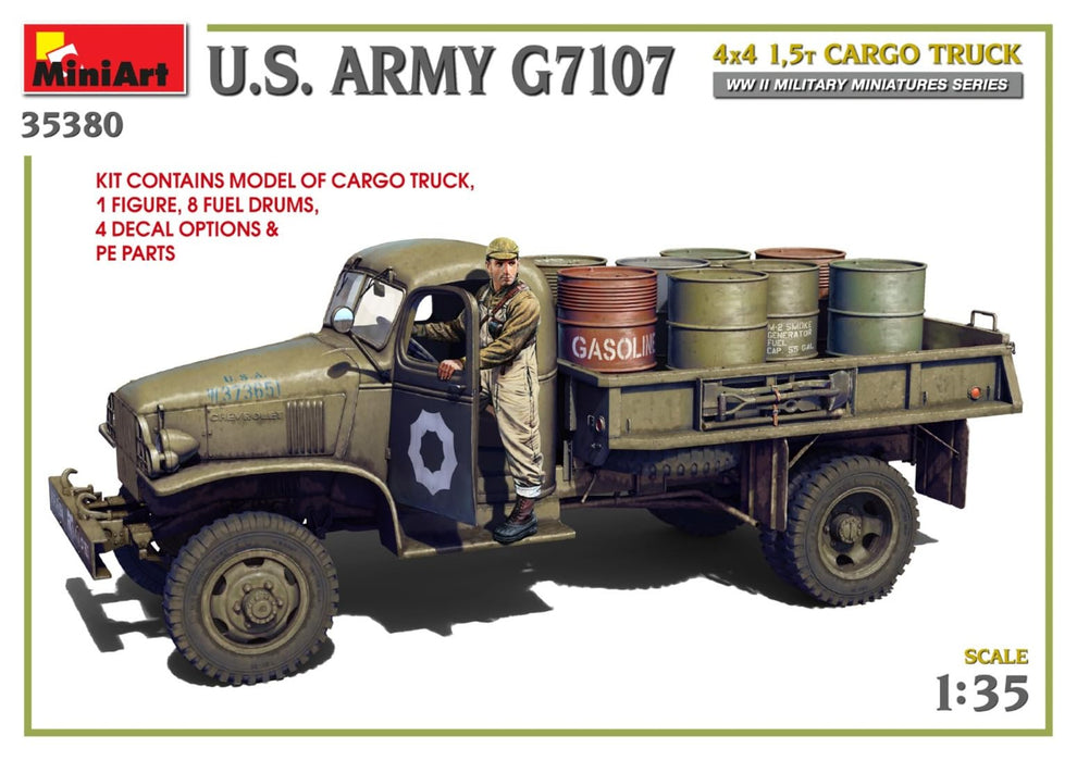 Miniart 1/35 U.S. Arumy G7107 4X4 1.5t Cargo Truck Plastic Model Kit MIN35380_4