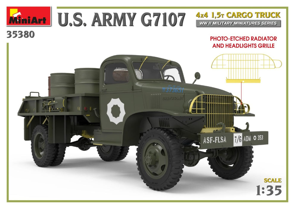 Miniart 1/35 U.S. Arumy G7107 4X4 1.5t Cargo Truck Plastic Model Kit MIN35380_5