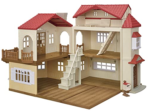 EPOCH Sylvanian Families big house red roof secret room with Lamp HA-51 ‎14666_2