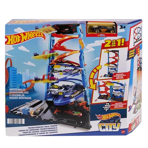 Mattel Hot Wheels City Toy Car Track Set Transforming Race Tower 1 car ‎HKX43_1