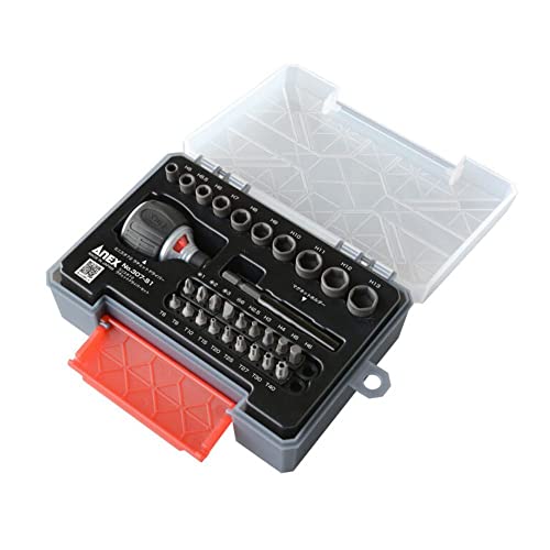 ANEX MINISTA 72 Gear Stubby Ratchet Driver with Bit Set 307-S1 Made in Japan NEW_1