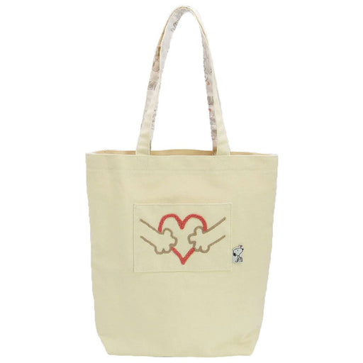 Nakajima Corporation 178190-22 Peanuts Snoopy Heart Hug Square Tote Bag NEW_1