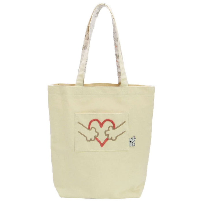 Nakajima Corporation 178190-22 Peanuts Snoopy Heart Hug Square Tote Bag NEW_1