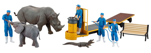 KAIYODO ART PLA Zookeeper & White Rhino Set Unpainted Plastic Model Kit AP006_1
