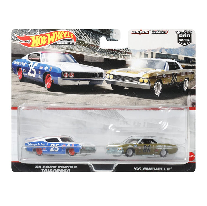 Hot Wheels Premium 2 Pack '69 Ford Torino Talladega '66 Chevelle HFF31 Mini Car_6