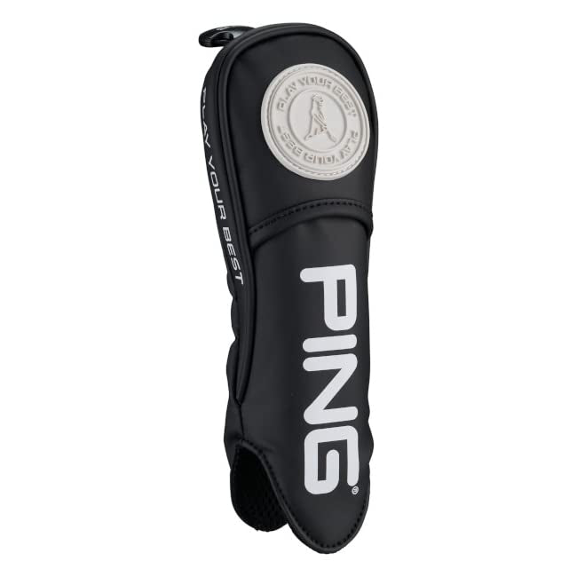 Ping HC-P221 Golf Driver Headcover Soft PU Head Cover Black Pull On Logo Design_1