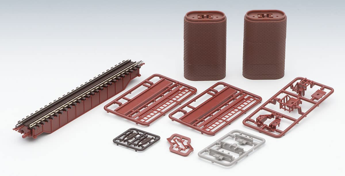 Tomix N gauge 3255 Deck Girder Bridge S140 F Red with Brick pier (2 pieces) NEW_2