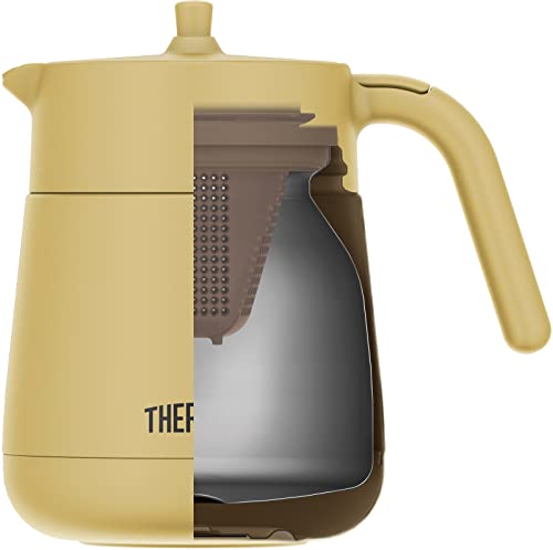 Thermos Vacuum Insulated Teapot with Strainer 700ml Beige TTE-700 BE Stainless_2