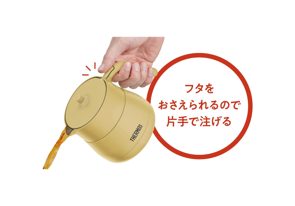 Thermos Vacuum Insulated Teapot Strainer 450ml Beige TTE-450BE W16.5xD11.5xH13cm_4