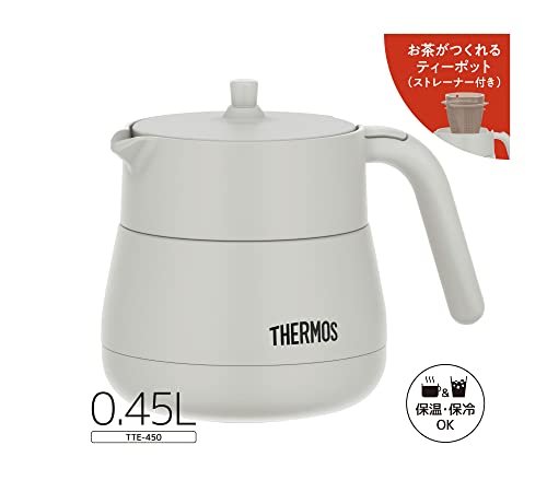 Thermos vacuum insulated teapot with strainer 450ml light gray TTE-450 LGY NEW_3