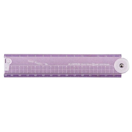 Kutsuwa Ruler Folding Aluminum Ruler 15cm to 30cm Purple XS05PU H160xW30xD6mm_2