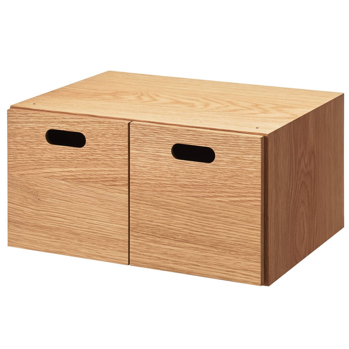 MUJI 12381129 Wood Oak 2 Drawer Organize Storage Box W37xD28xH18.5cm Half NEW_1