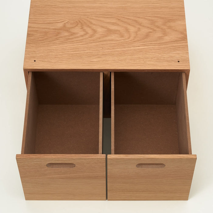 MUJI 12381129 Wood Oak 2 Drawer Organize Storage Box W37xD28xH18.5cm Half NEW_6