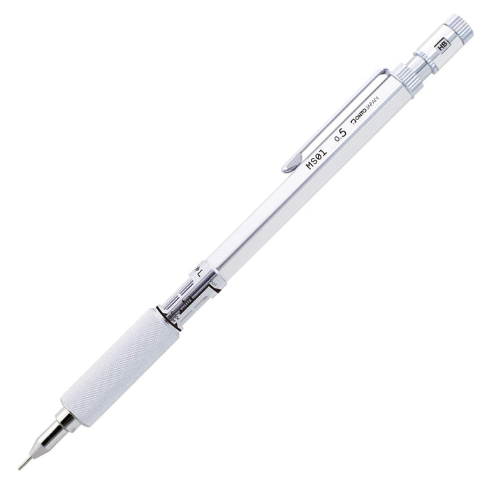 auto Mechanical pencil 0.5mm MS01-SP5-SV White Brass Aluminum Made in Japan NEW_1