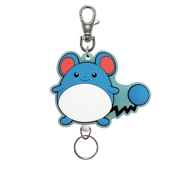 SK Japan Pokemon Rubber Reel Keychain Marill Game Character Goods Light Weight_1
