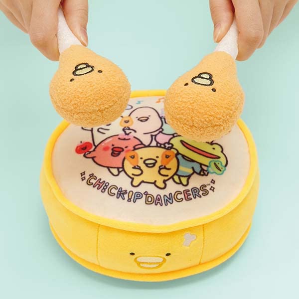 San-X Chickip Dancers Bone Chicken & Drum Plush Doll MO04001 Polyester with Bell_6