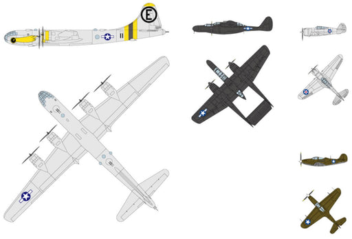 Pit Road 1/700 Sky Waveseries WWII American Army Military Aircraft Set Kit SP108_1