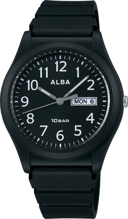 SEIKO ALBA AQPJ411 Watch Sporty Quartz Waterproof Black PU Band Day/Date NEW_1