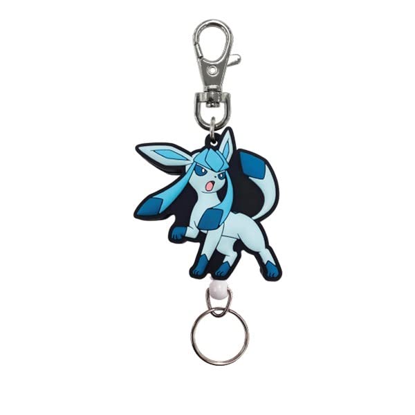 SK Japan Pokemon Rubber Reel Keychain Glaceon 15861 Game Character Goods NEW_1