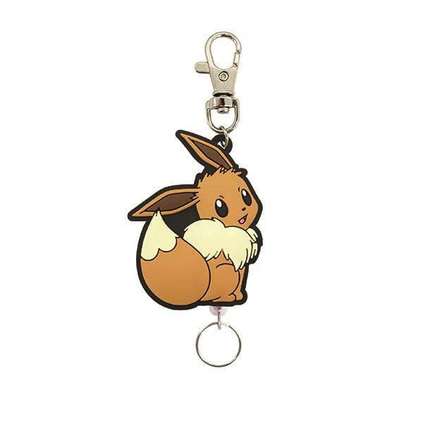 SK Japan Pokemon Rubber Reel Keychain Eevee Female 15851 Game Character NEW_1