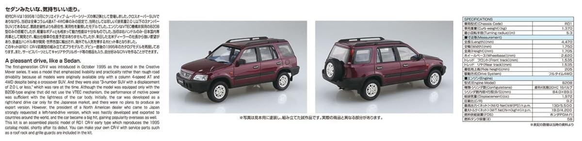 Aoshima 1/24 The Model Car Series SP06 Honda RD1 CR-V 1995 Plastic Model Kit NEW_6