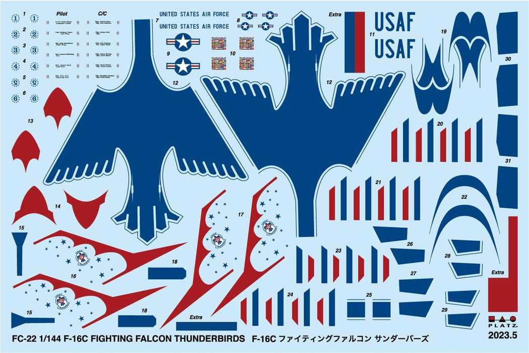 PLATZ 1/144 USAF F-16C Fighting Falcon Thunderbirds Plastic Model Kit FC-22 NEW_9