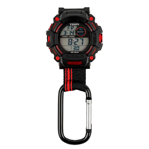 CREPHA Pocket Watch CB-D140-BK Digital Men's Waterproof Carabiner Keychain Black_1