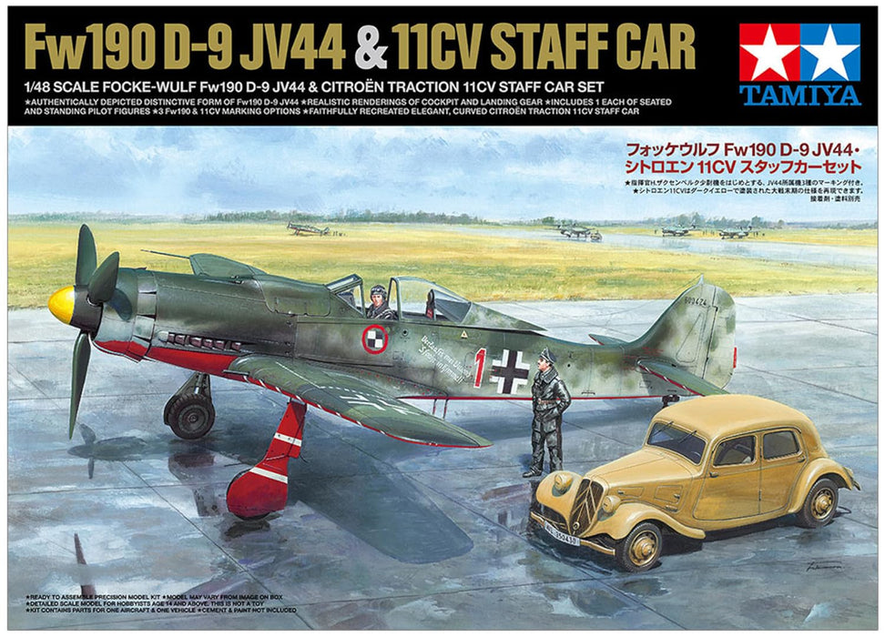 TAMIYA 25213 1/48 FOCKE-WULF Fw190 D-9 JV44 & CITROEN 11CV STAFF CAR SET NEW_4