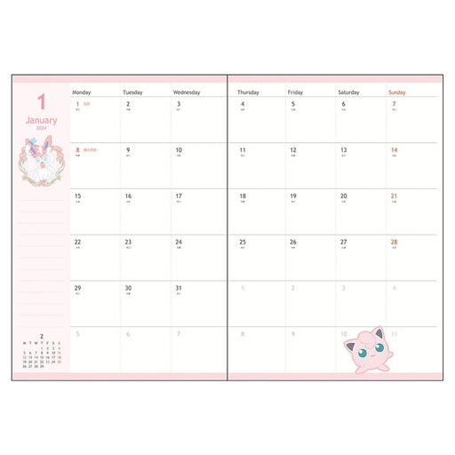 Sun-Star Stationery Pokemon 2024 Notebook Monthly B6 Eevee S2957132 PVC Cover_2