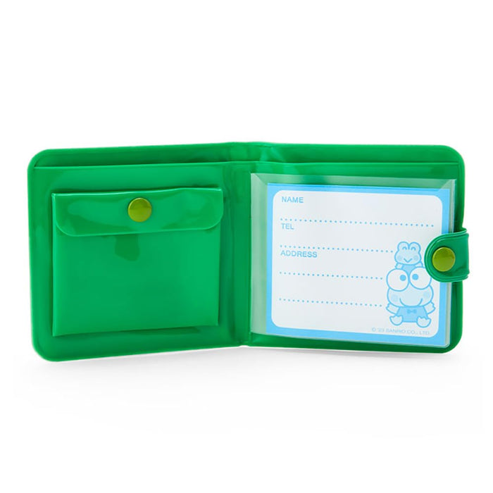 Sanrio vinyl wallet Kerokerokeroppi PVC 9x1.5x9cm Green Snap Button For Kids NEW_3
